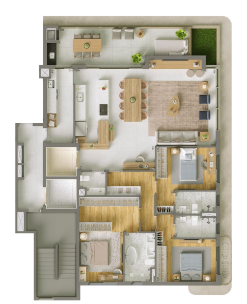 Planta 05 - 2 dorm 165m²