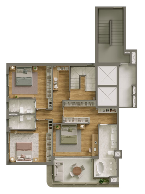 Planta 11 - 3 dorm 214,48m² - cobertura duplex - superior