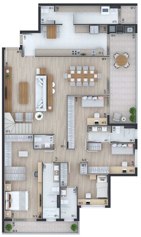 Planta 22 - 3 dorm 386 78m² - cobertura duplex - inferior