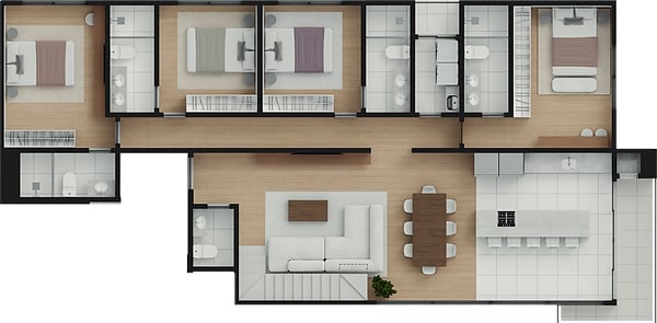 Planta 07 - 4 dorm 301,09m² - cobertura duplex - inferior