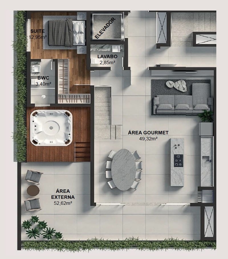 Planta 07 - 4 dorm 261m² - cobertura duplex - superior