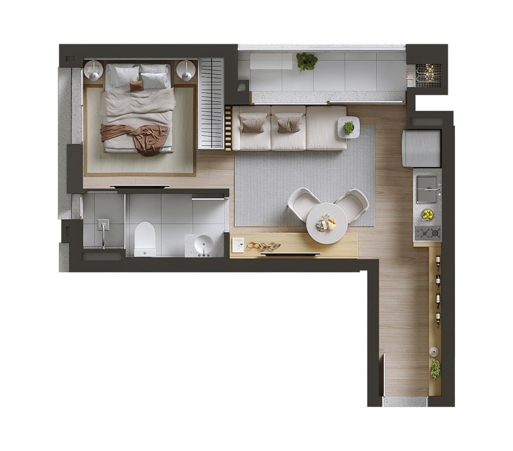 Planta 06 - 1 dorm 33,94m² - studio