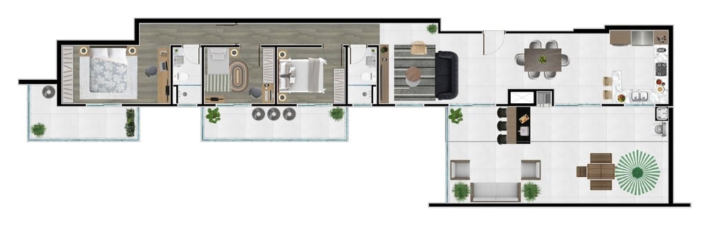 Planta 03 - 3 dorm 103,51m² - garden