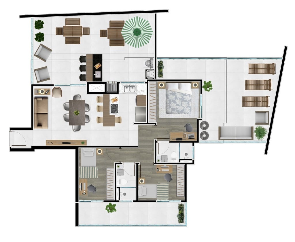 Planta 06 - 3 dorm 126,63m² - garden