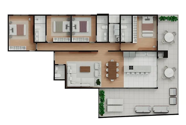 Planta 04 - 4 dorm 191,20m² - garden