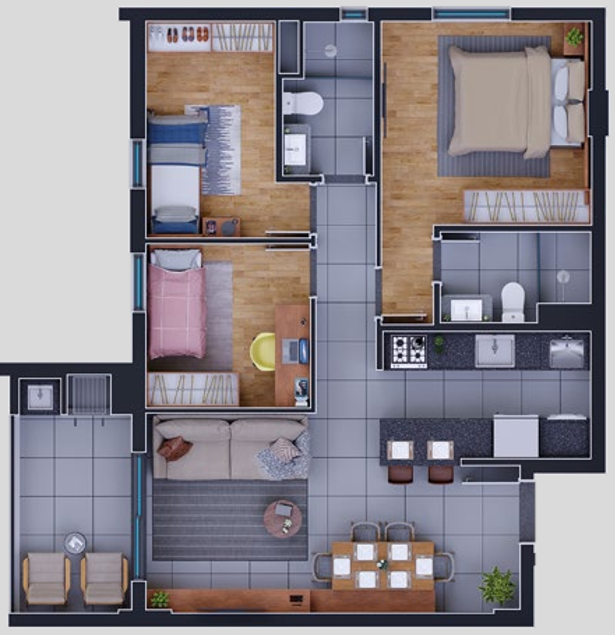 Planta 05 - 3 dorm 74 42m²