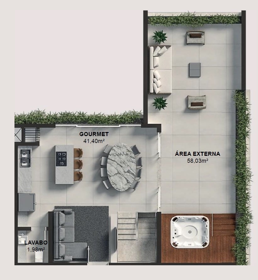 Planta 05 - 3 dorm 212m² - cobertura duplex - superior