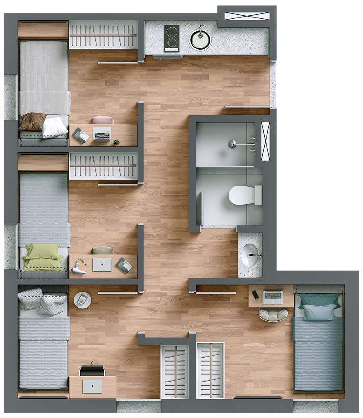 Planta 05 - 4 dorm 37m²