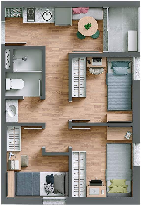 Planta 04 - 3 dorm 32m²