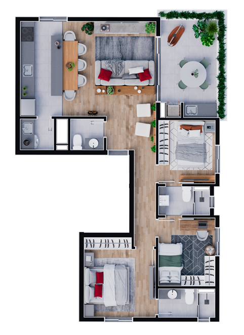 Planta 06 - 3 dorm 85 39m²