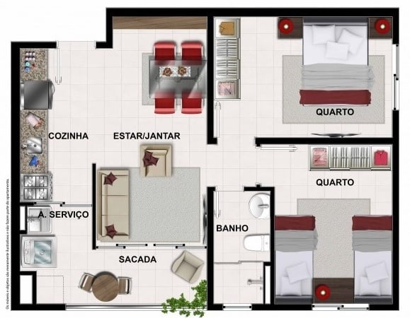 Planta 01 - 1 dorm 50,76m²