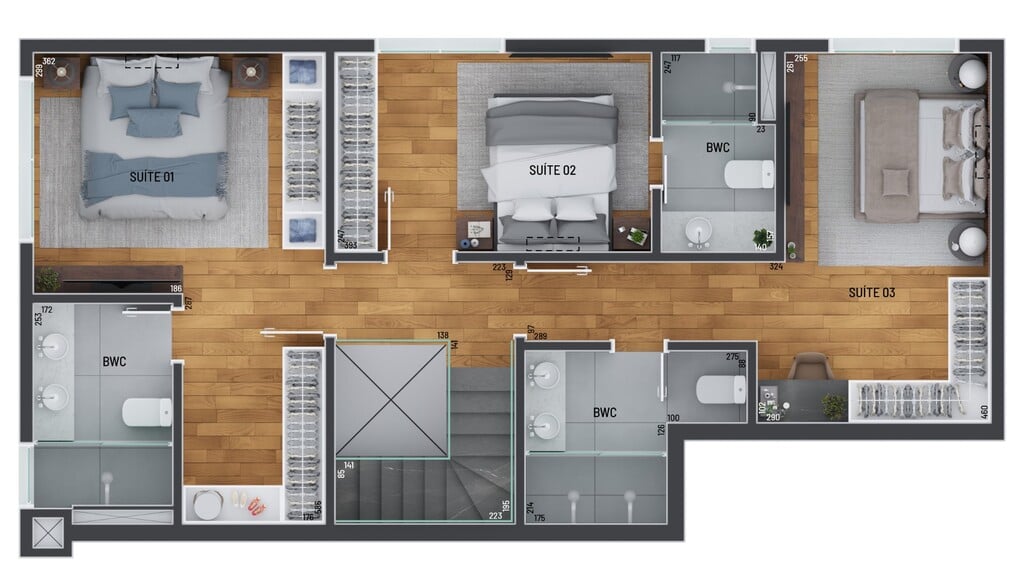 Planta 07 - 3 dorm 145m² - cobertura duplex - superior