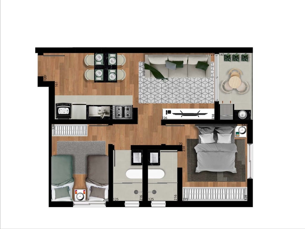 Planta 04 - 2 dorm 60m²