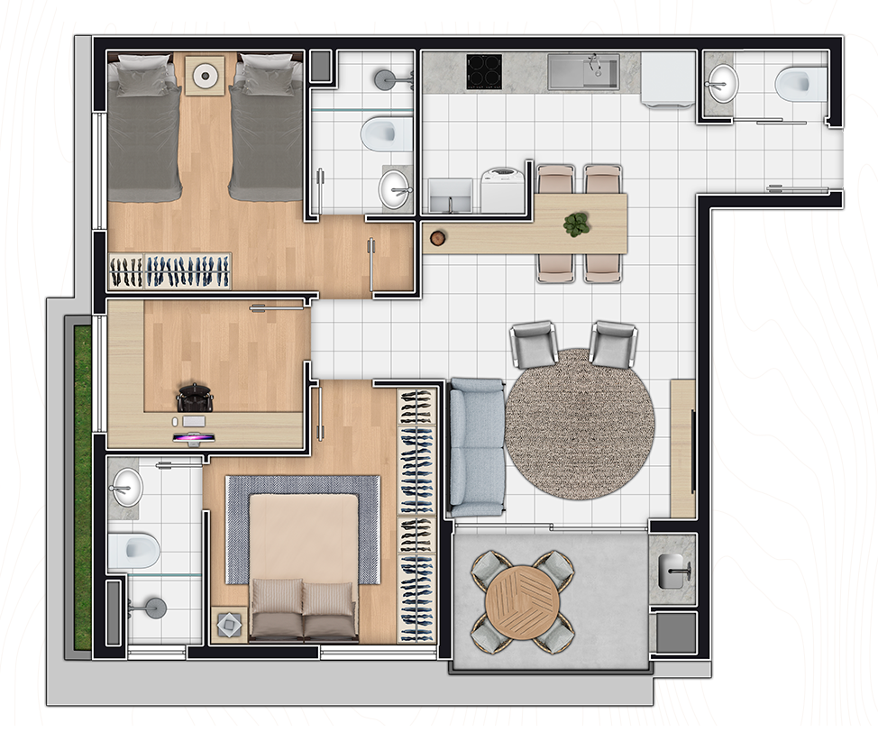 Planta 06 - 3 dorm 66 63m²