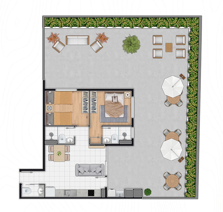 Planta 13 - 2 dorm 161 10m² - garden