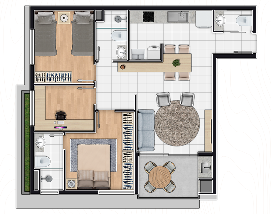 Planta 05 - 3 dorm 66 63m²