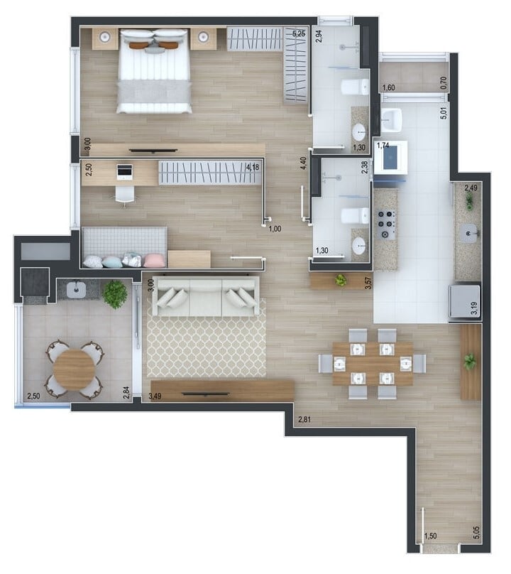 Planta 06 - 2 dorm 94 34m²