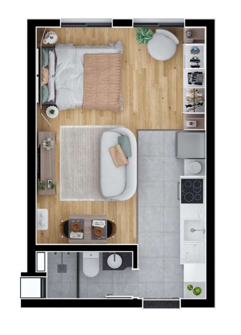 Planta 01 - 1 dorm 28 75m² - studio