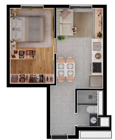 Planta 02 - 1 dorm 31 66m²