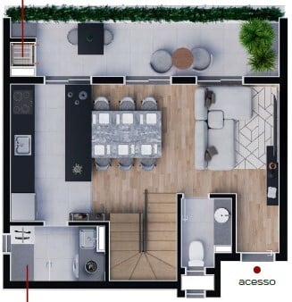 Planta 02 - 3 dorm 107 95m² - duplex - inferior