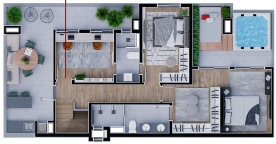 Planta 01 - 3 dorm 107 95m² - duplex - superior