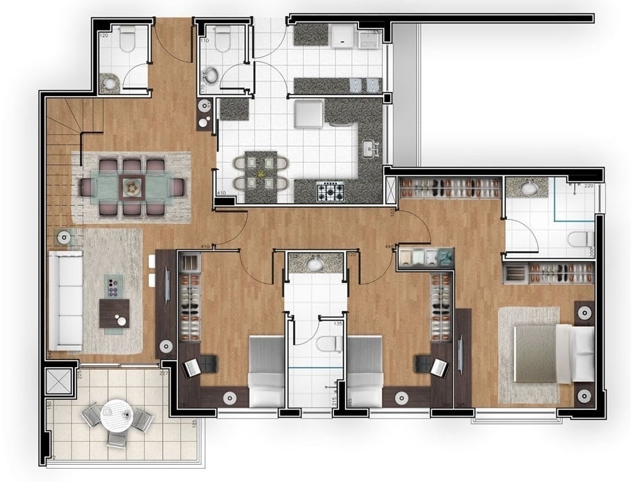 Planta 07 - 3 dorm 195 59m² - cobertura duplex inferior