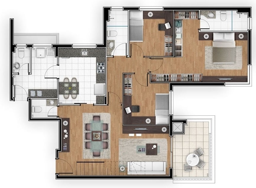 Planta 09 - 3 dorm 195 87m² - cobertura duplex inferior