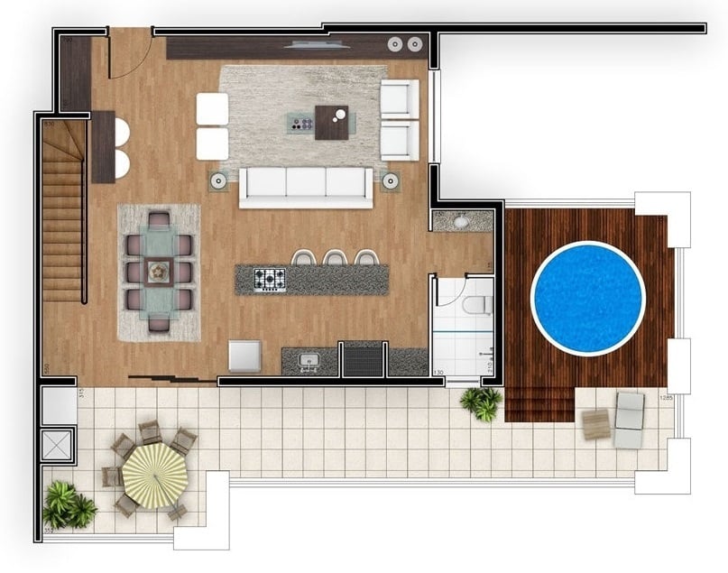 Planta 08 - 3 dorm 195 59m² - cobertura duplex superior