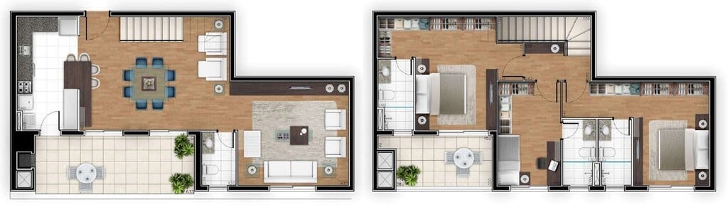 Planta 07- 3 dorm 157m² - cobertura duplex