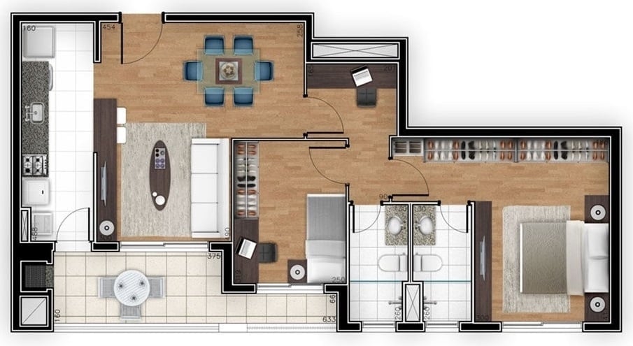 Planta 02- 2 dorm 81 18m²