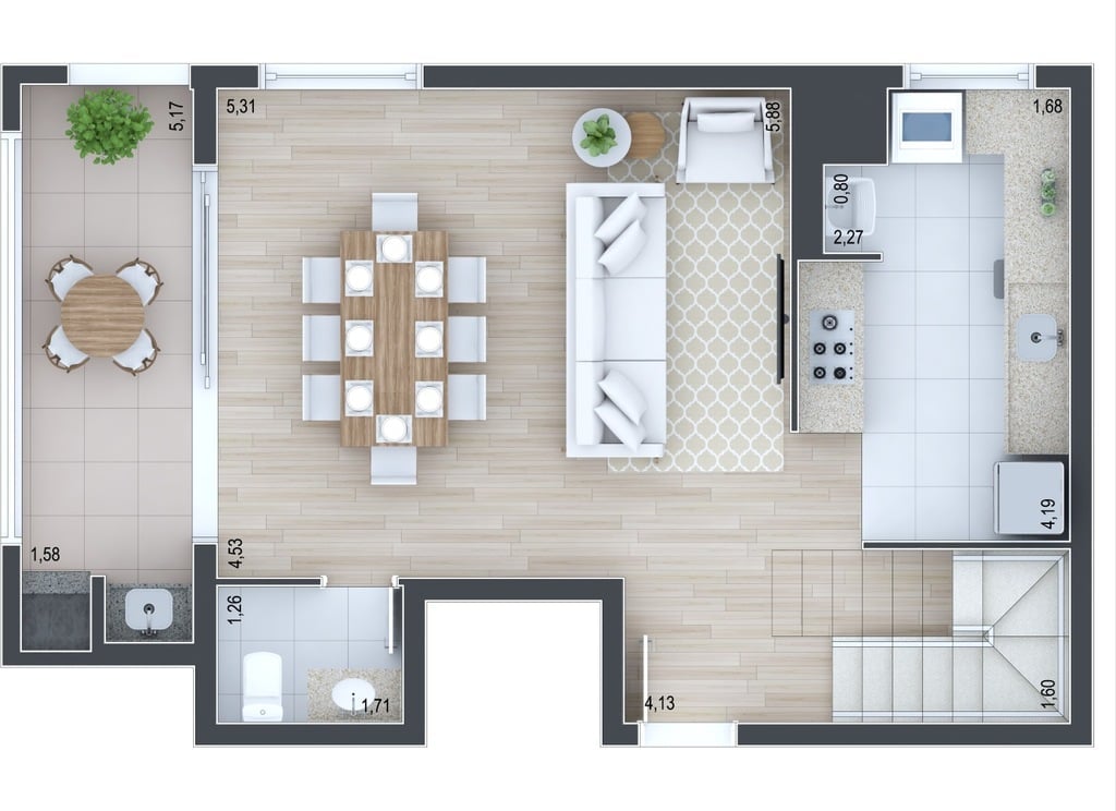 Planta 07 - 2 dorm 110,73m² - duplex - inferior