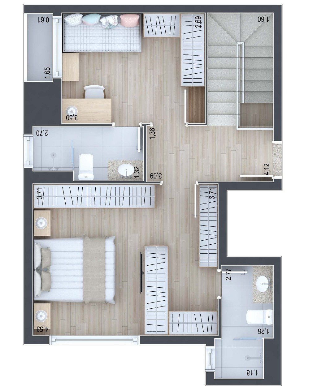 Planta 15 - 2 dorm 156,12m² - duplex - superior