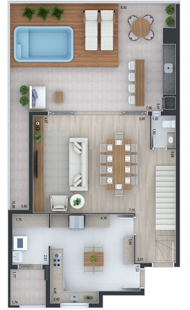 Planta 04 - 3 dorm 208m² - cobertura duplex - inferior