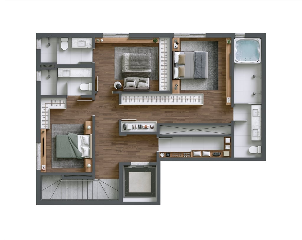 Planta 20 - 3 dorm 242,63m² - cobertura duplex - superior