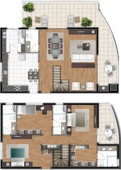 Planta 08 - 3 dorm 165 16m² - cobertura duplex