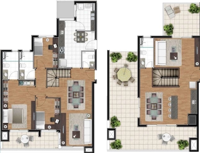 Planta 09 - 3 dorm 172 91m² - cobertura duplex