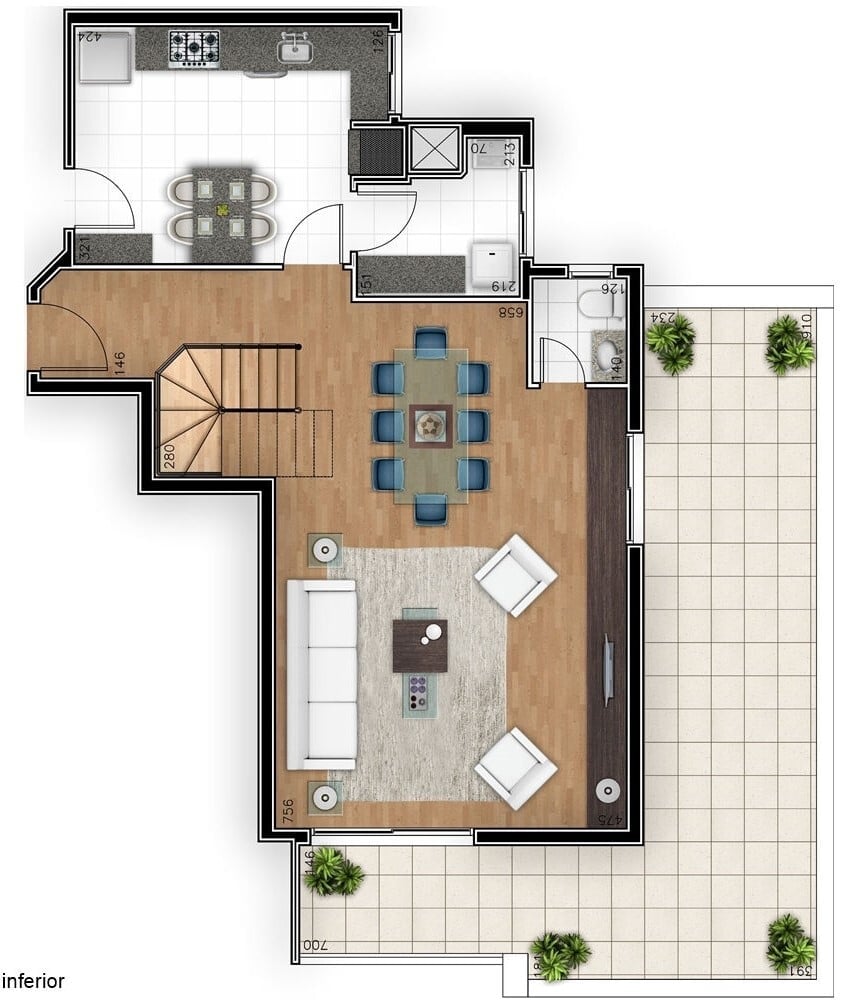 Planta 08 - 3 dorm 180m² - cobertura duplex - inferior