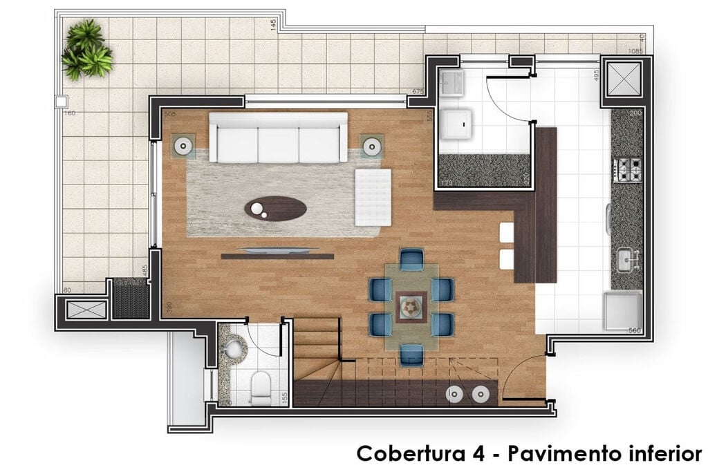 Planta 07 - 3 dorm 120 73m² - cobertura duplex inferior