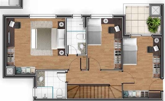 Planta 08 - 3 dorm 120 73m² - cobertura duplex superior