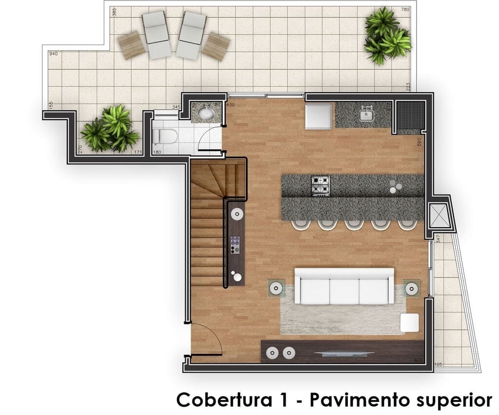 Planta 09 - 3 dorm 132 33m² - cobertura duplex inferior