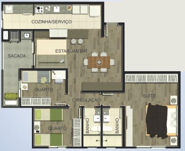 Planta 04 - 3 dorm 94 31m²