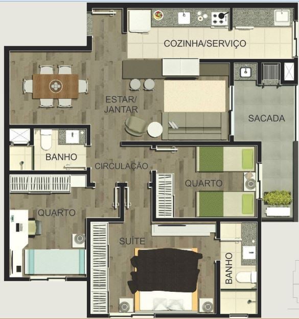 Planta 03 -3 dorm 87 18m²