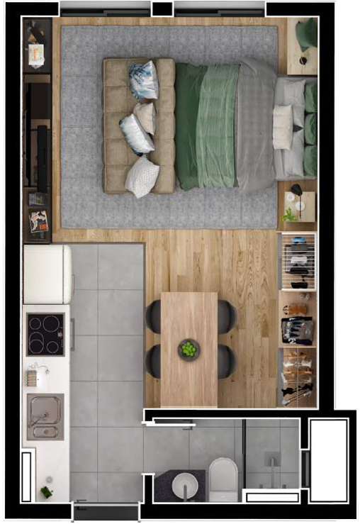 Planta 01 - 1 dorm 27 61m² - studio