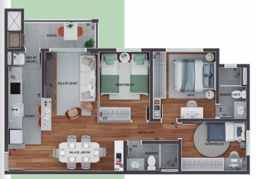 Planta 03 - 3 dorm 73 35m²