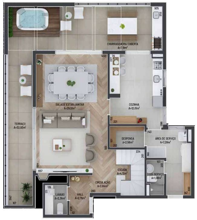 Planta 02 - 4 dorm 204 79m² - cobertura duplex inferior