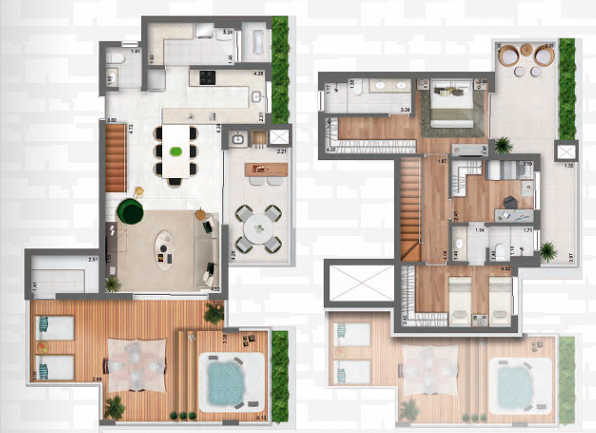 Planta 04 - 3 dorm 120 33m² - cobertura duplex