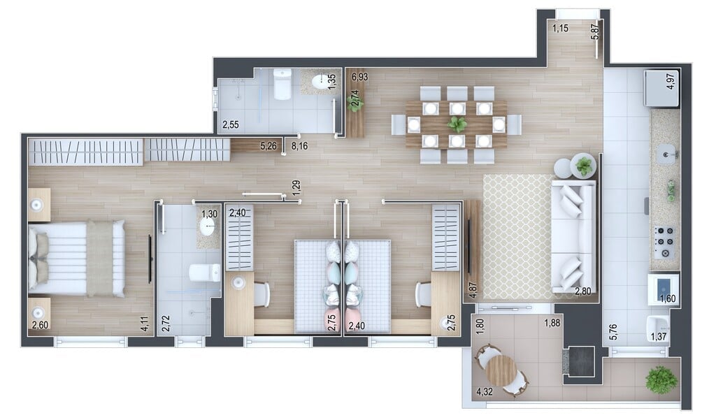 Planta 08 - 3 dorm 83,45m²