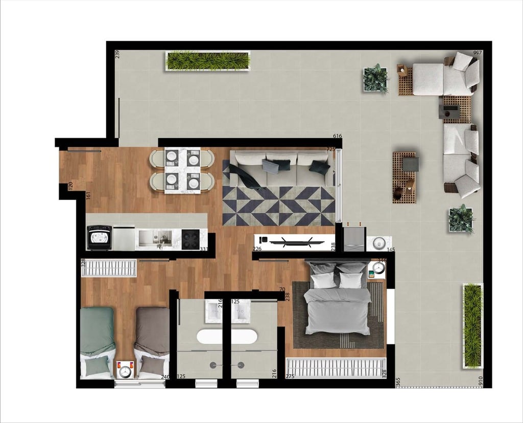 Planta 06 - 2 dorm 105m²