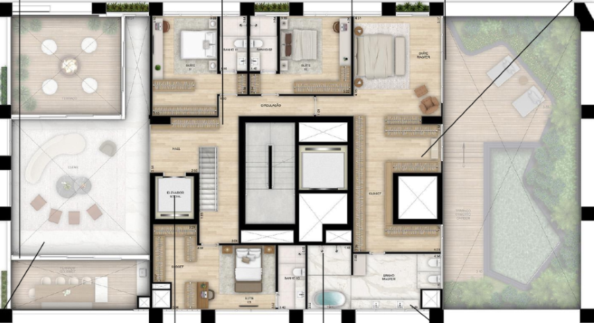 Planta 15 - 4 dorm 609m² - duplex garden superior