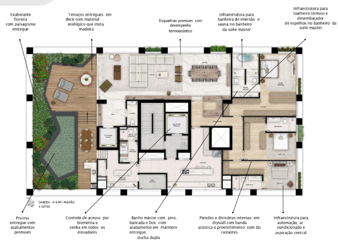 Planta 06 - 3 dorm 418m² - garden